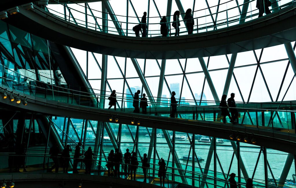 groups of people walking on staircase