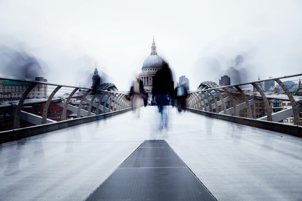 Commuters Walking to work Millenium Bridge