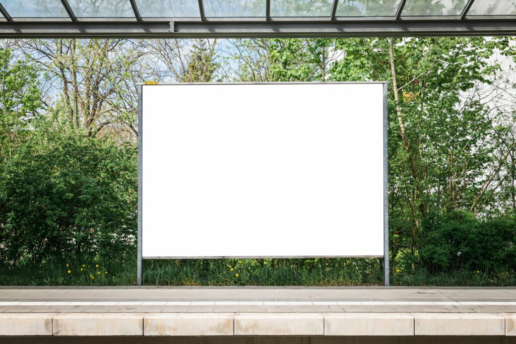 Blank information billboard or timetable