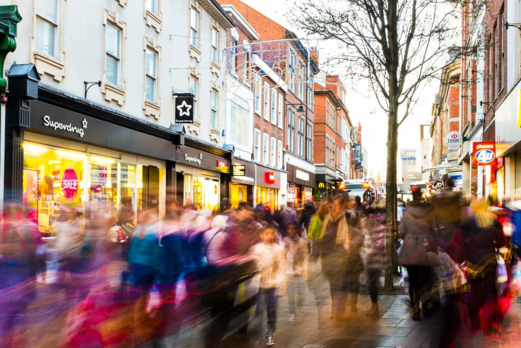 People shopping in street