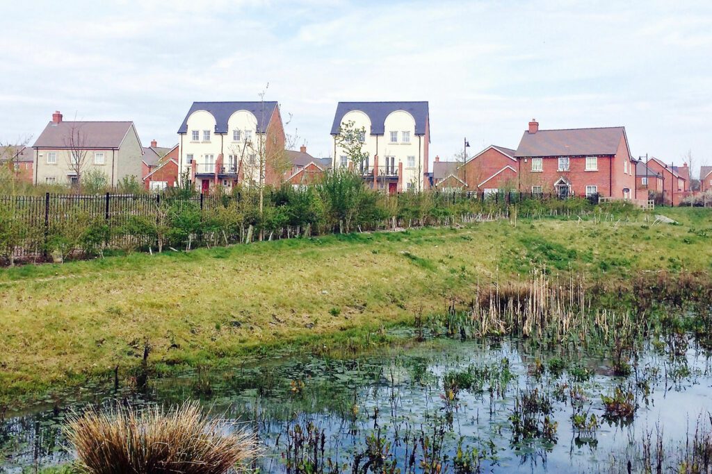 View from the sustainable urban drainage