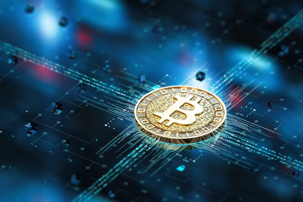 Gold Bitcoin. Cryptocurrency Data Concept