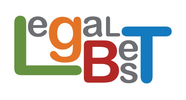 Logo with the word LegalBet in stylised letters: green L, orange g, red B, and blue T, with other letters in grey. The design is playful and modern
