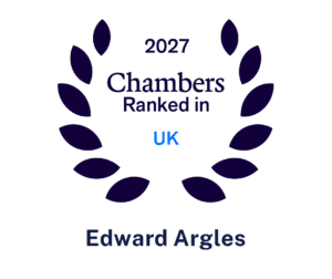 Chambers 2027 Ranked in UK laurel wreath logo with the name Edward Argles below.