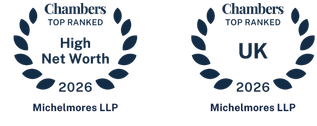 Two Chambers Top Ranked 2026 badges for Michelmores LLP, one for High Net Worth and one for UK.